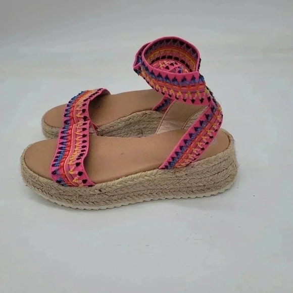 wonder nation Other - Wonder Nation Girls Pink Boho Espadrille Embroidered Elastic Sandal Easy On 12